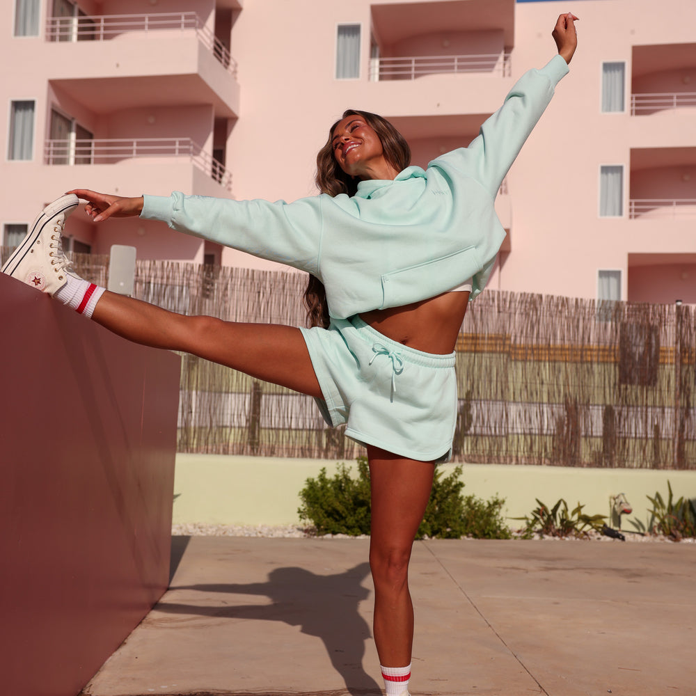 Embroidered Track Shorts - Jelly Mint