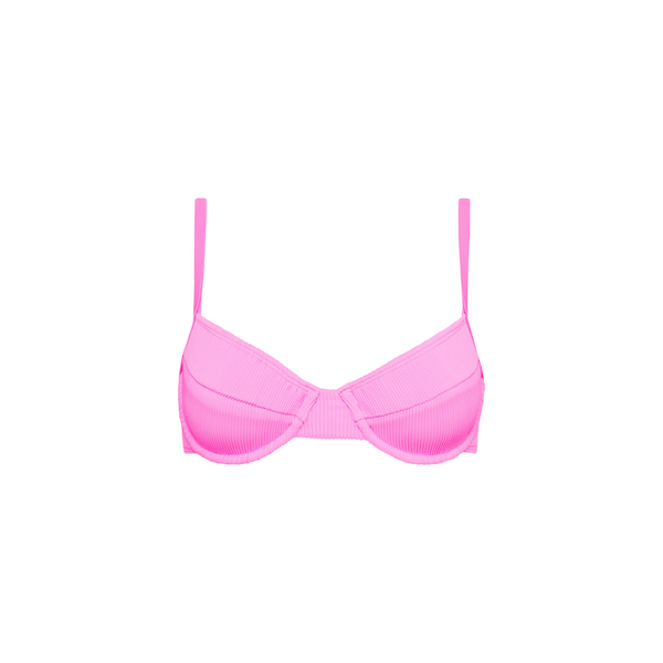 Ditzy Underwire Bra Bikini Top - Bubblegum Pink Ribbed –Kulani Kinis