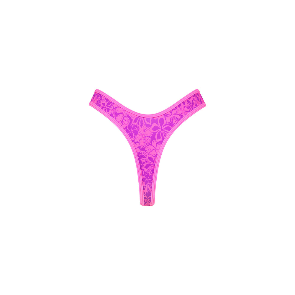 High Leg Thong Bikini Bottom - Bubble Berry