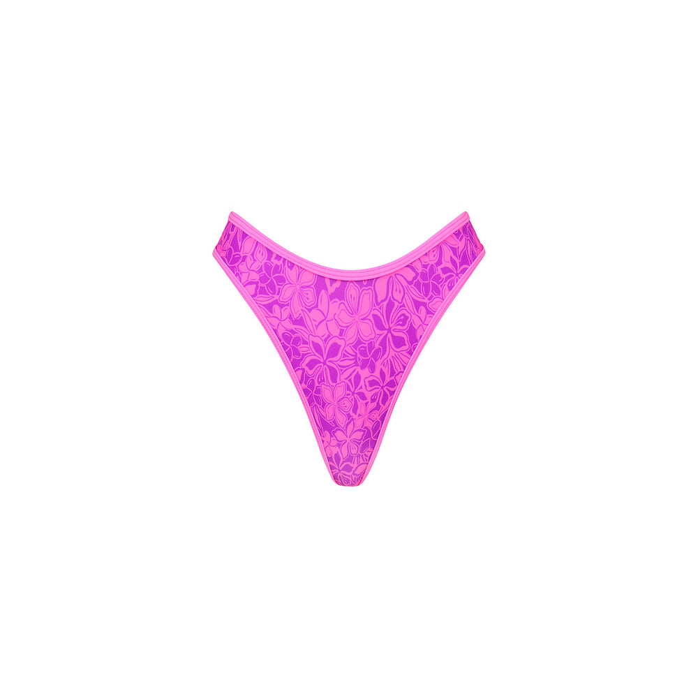 High Leg Thong Bikini Bottom - Bubble Berry