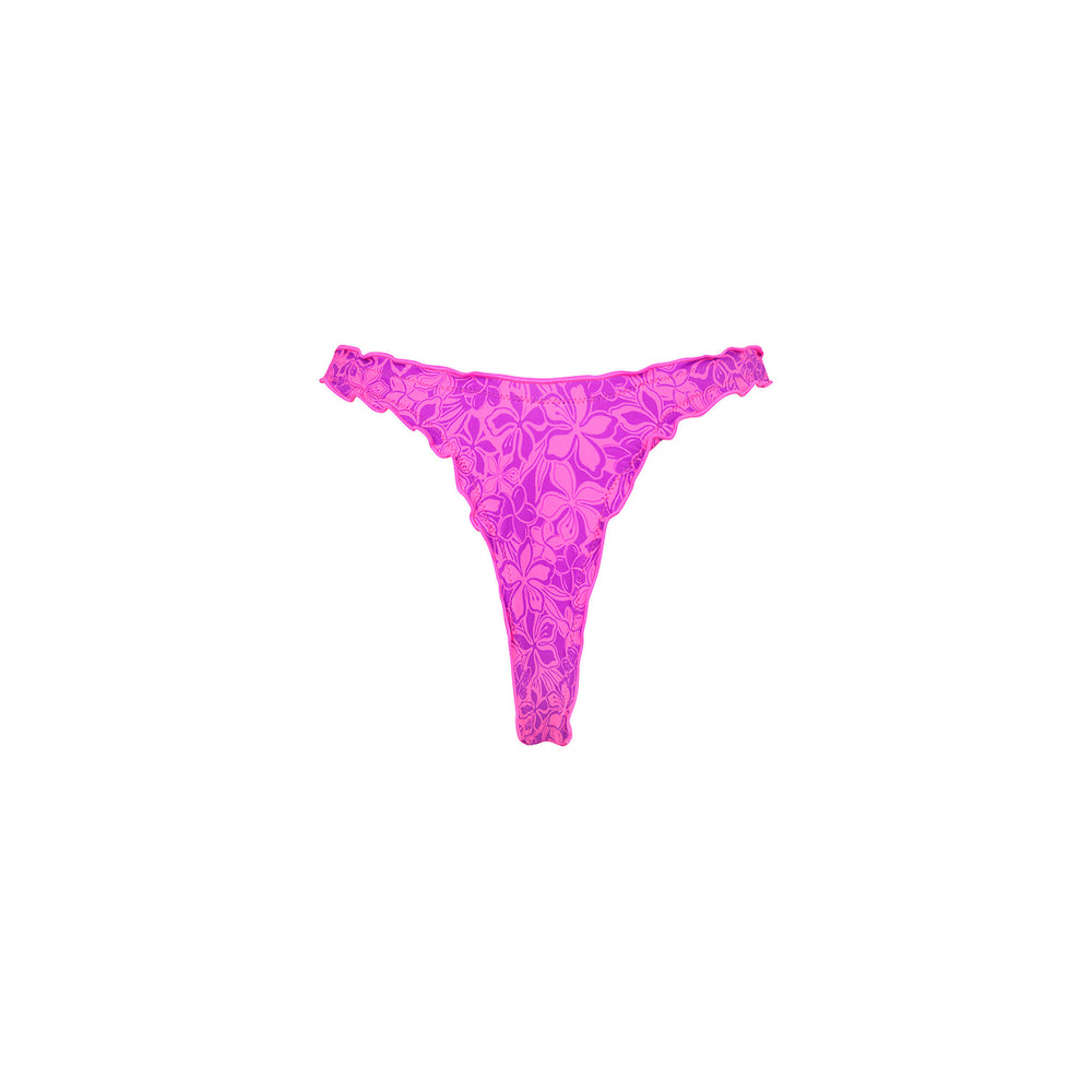 Lettuce Edge Thong Bikini Bottom - Bubble Berry