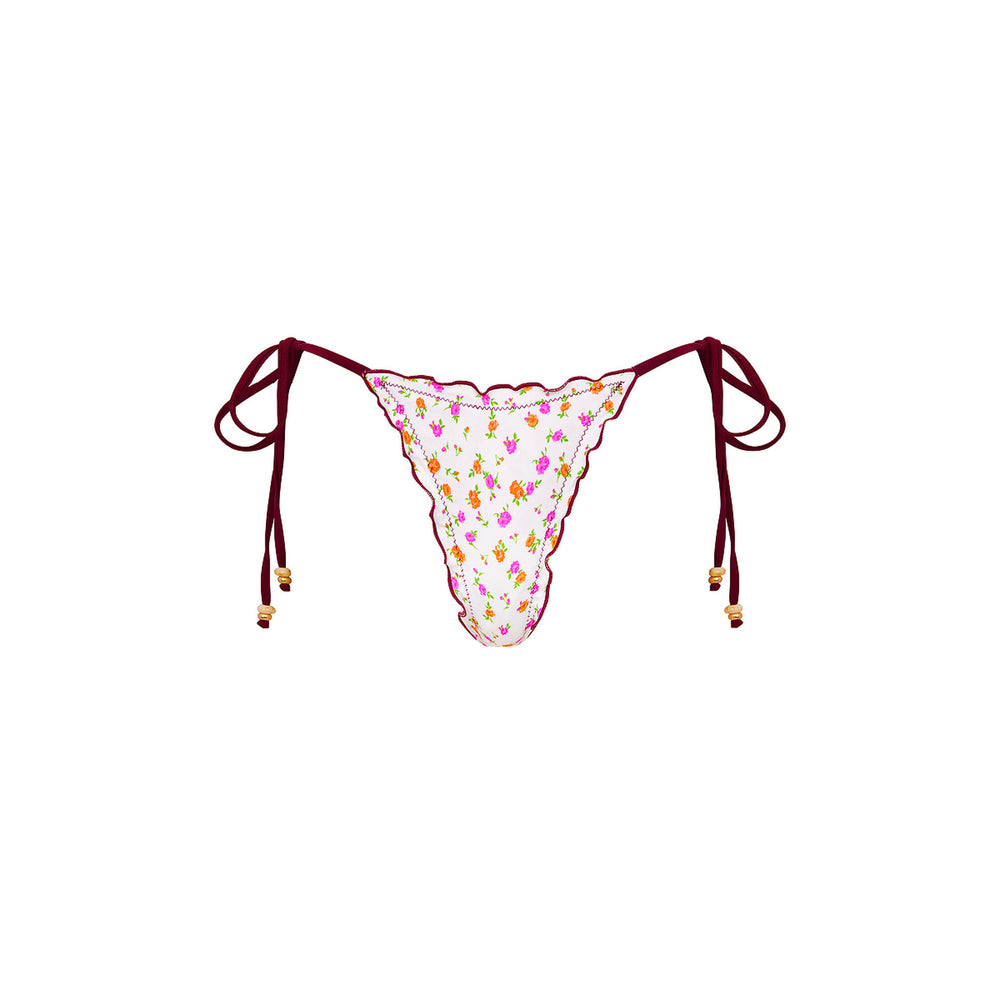 Lettuce Edge Thong Tie Bikini Bottom - Rosie Posie