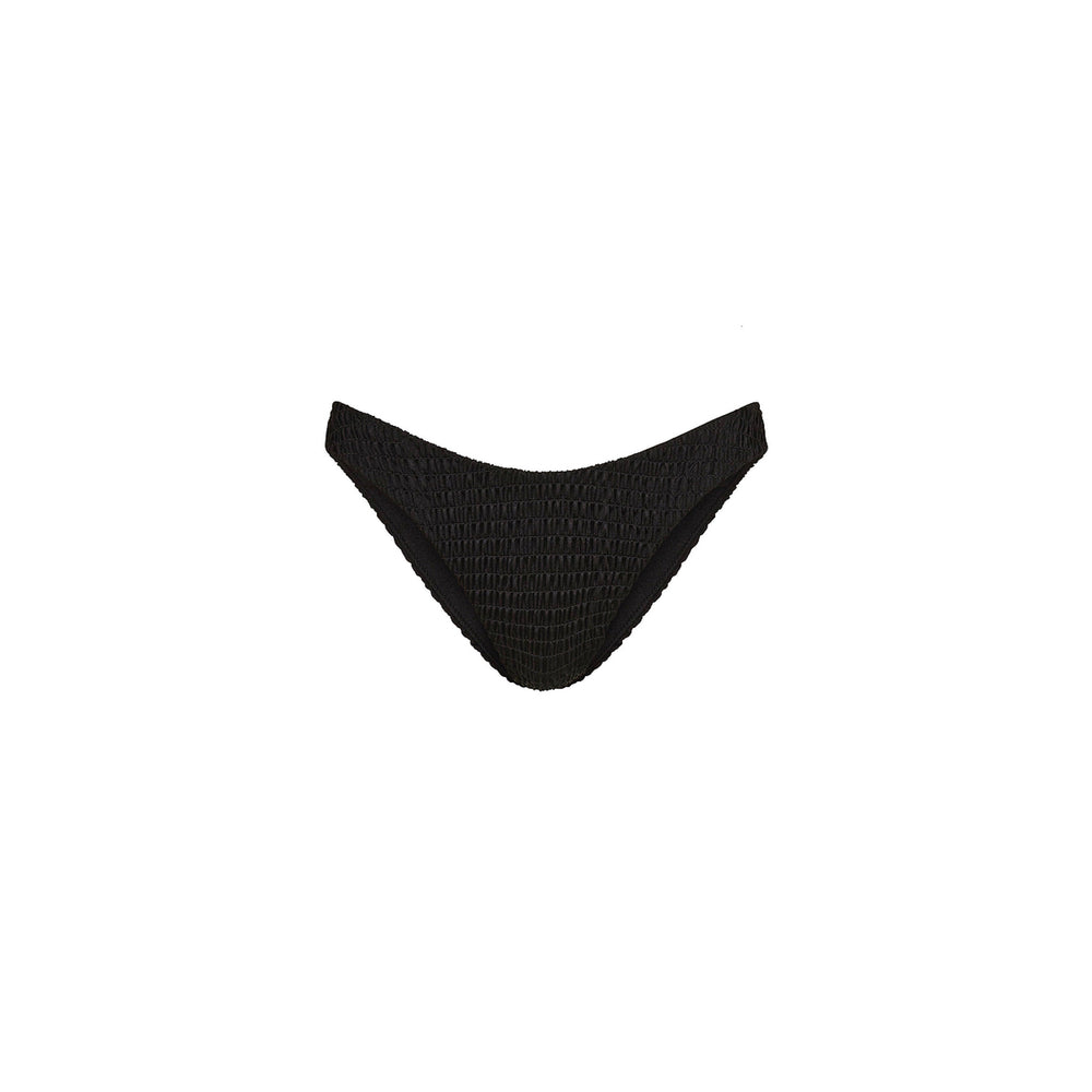 Shirred Minimal Full Coverage Bikini Bottom - Twilight Black