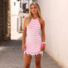 Chevron Knit Halter Mini Dress - Cotton Candy