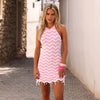 Chevron Knit Halter Mini Dress - Cotton Candy
