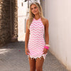 Chevron Knit Halter Mini Dress - Cotton Candy