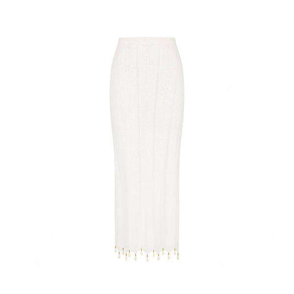 Chevron Knit Midi Skirt - Whipped White –Kulani Kinis