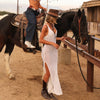 Crochet V Neck Maxi Dress - Ivory