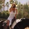 Crochet V Neck Maxi Dress - Ivory