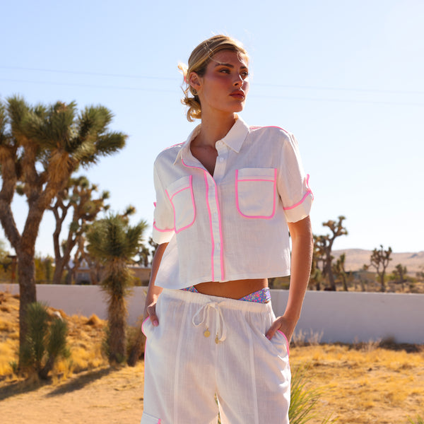 Cropped Button Up Shirt - White –Kulani Kinis