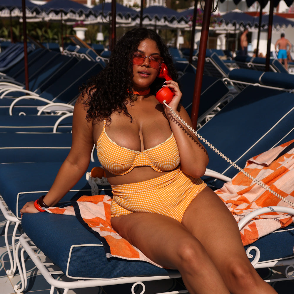 Decorative Ditzy Underwire Bikini Top - Orange Cream