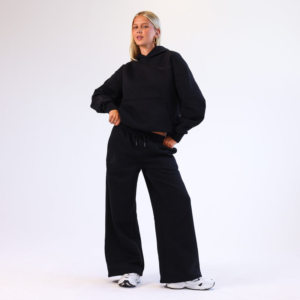 Embroidered Track Pants - Twilight Black
