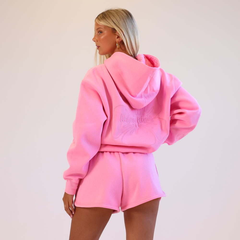 Embroidered Track Shorts - Powder Puff