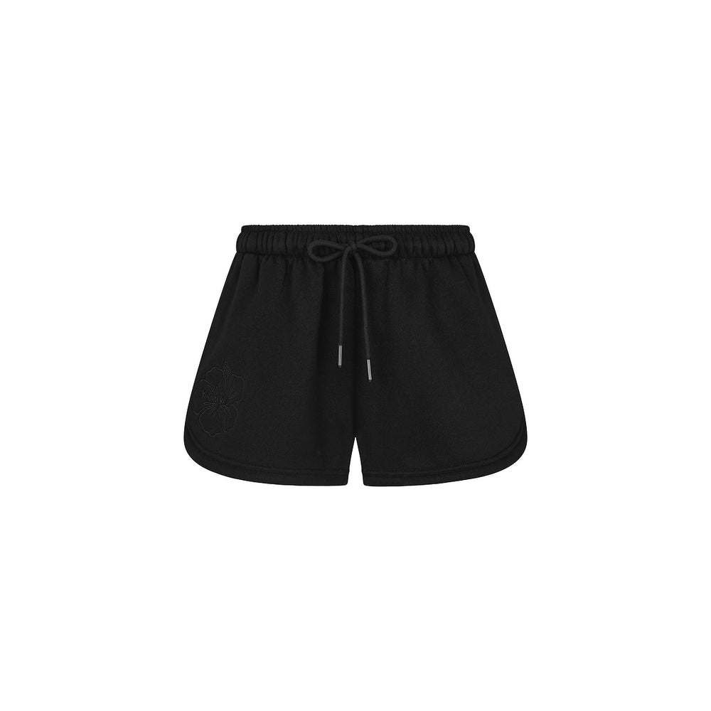 Embroidered Track Shorts - Twilight Black