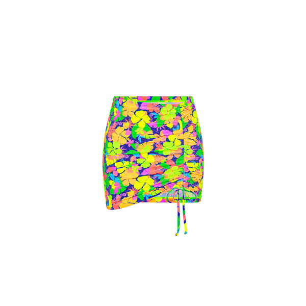Ruched Tie Mini Skirt - Neon Sunset –Kulani Kinis