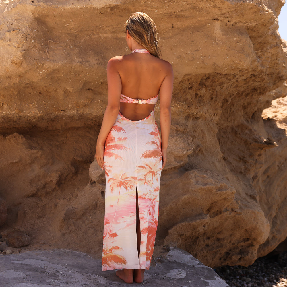 Halter Mesh Maxi Dress - Wild Skies