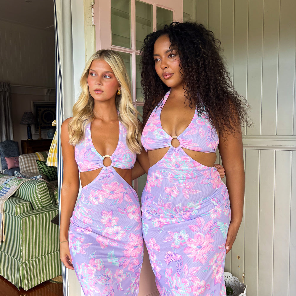 Halter Cut Out Maxi Dress - Lilac Love