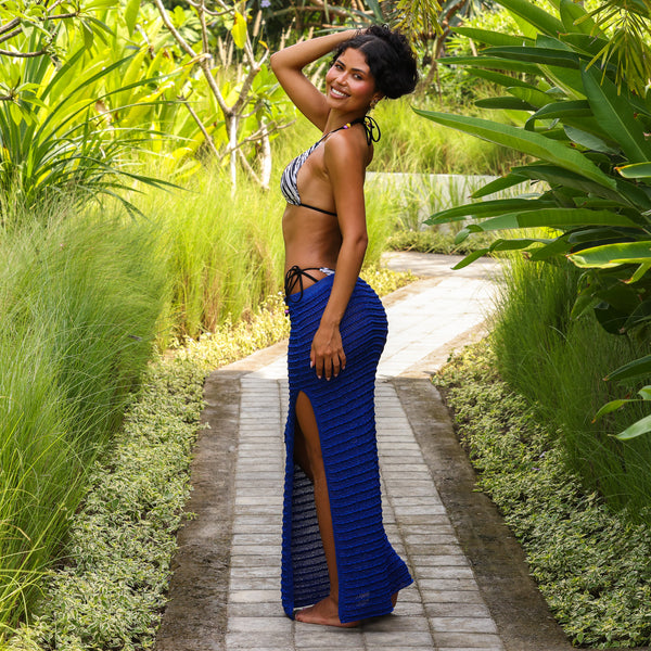 Metallic Knit Maxi Skirt - Blue Lagoon –Kulani Kinis