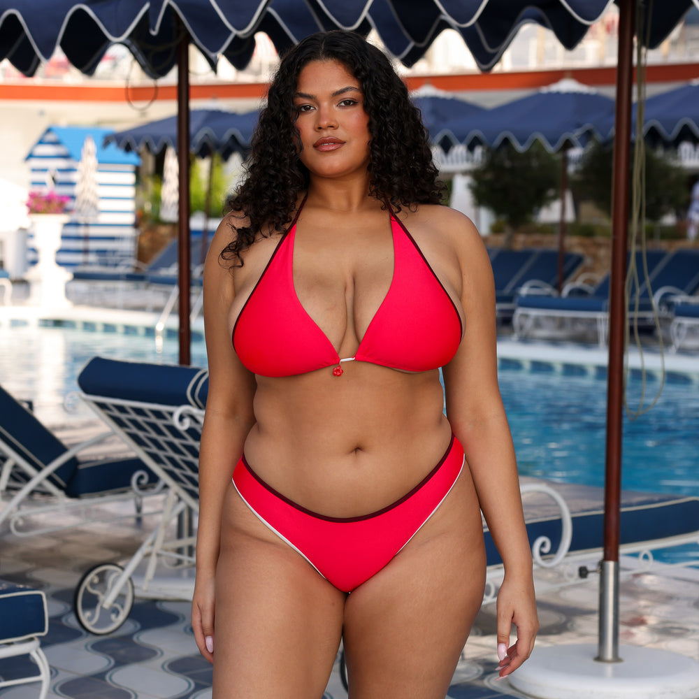 Modest Bind Full Coverage Bikini Bottom - Cherry Cola