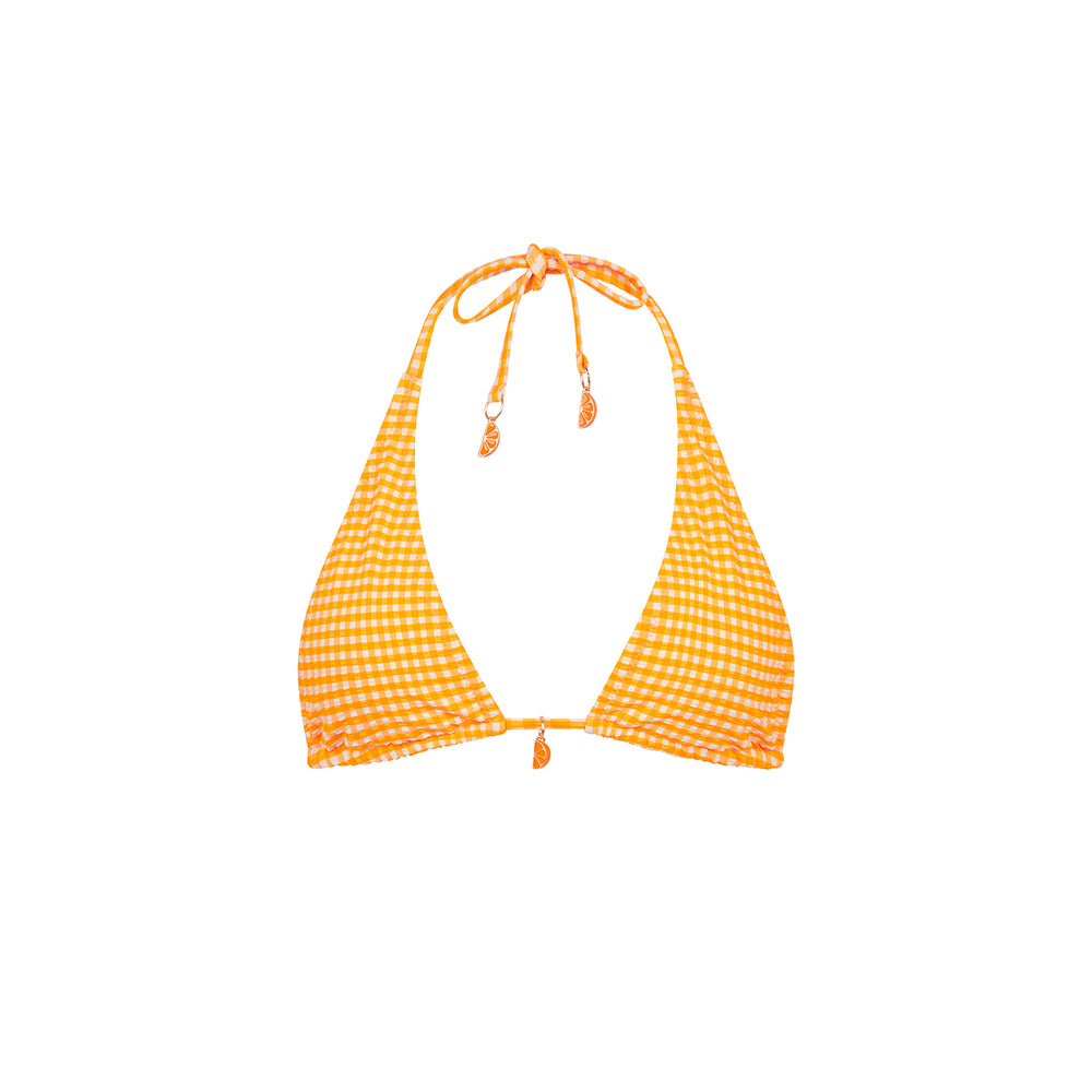 Classic Tie Halter Bikini Top - Orange Cream