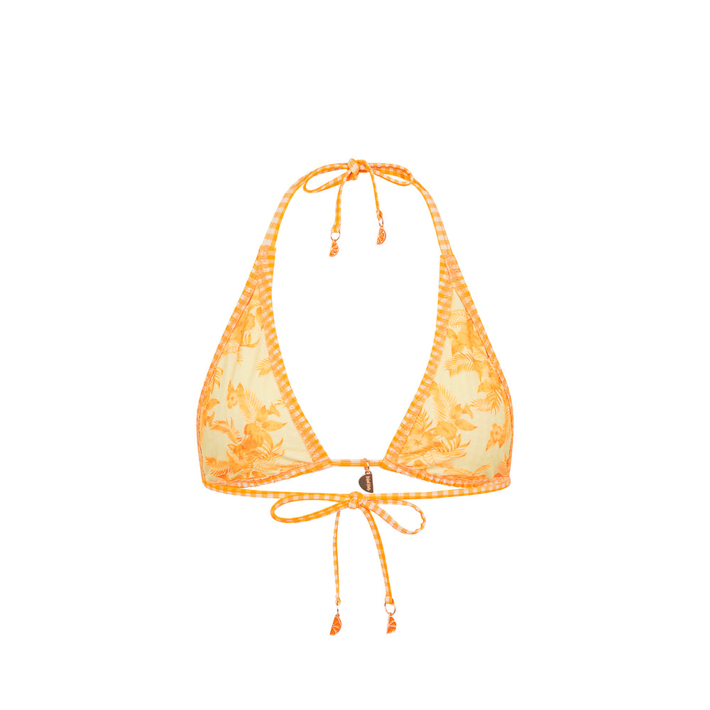 Classic Tie Halter Bikini Top - Orange Cream