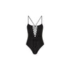 Fixed Front Lace Up One Piece - Twilight Black