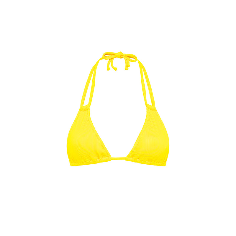 Halter Bralette Bikini Top - Sunshine Yellow Ribbed