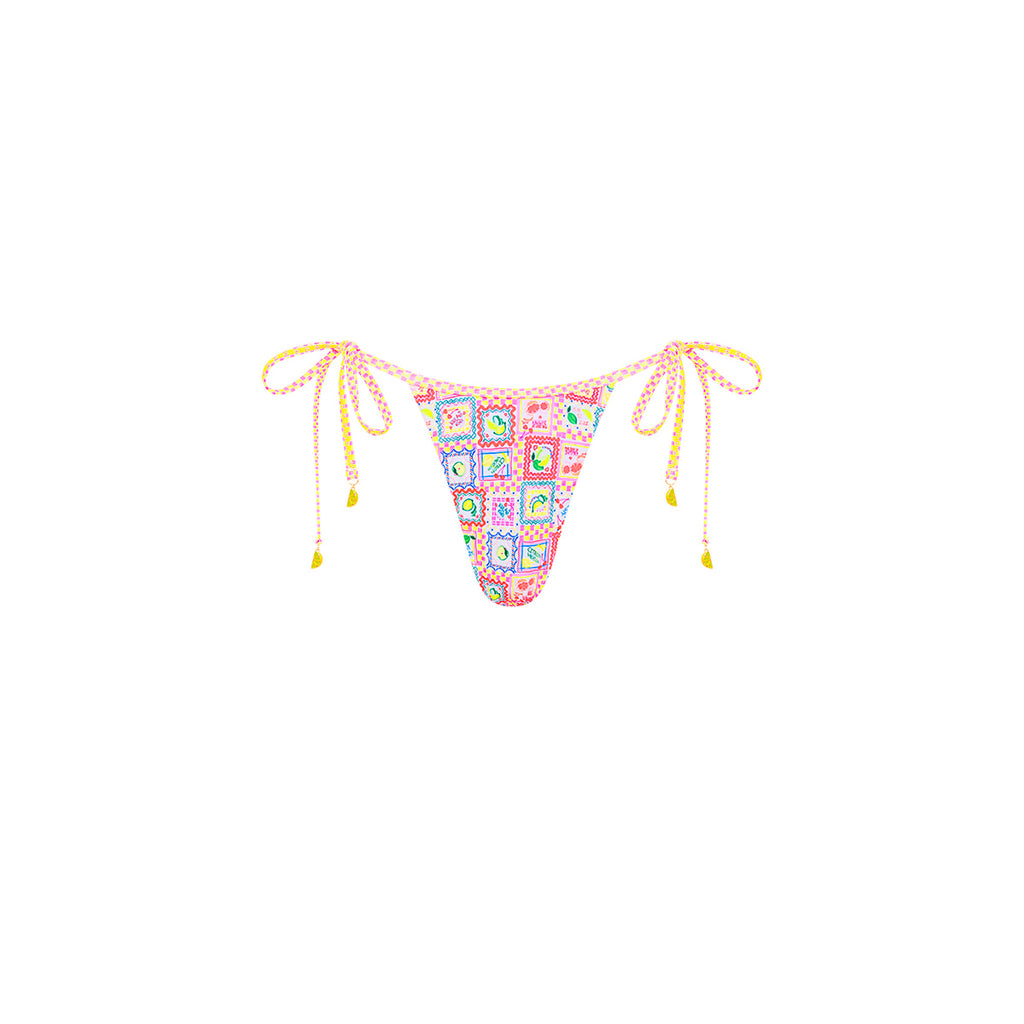 Micro Thong Tie Side Bikini Bottom - Citron Coast