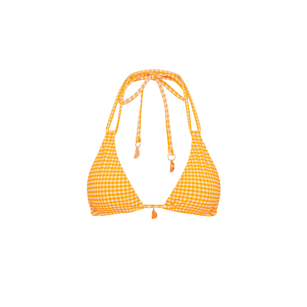 Simple Strap Halter Bikini Top - Orange Cream