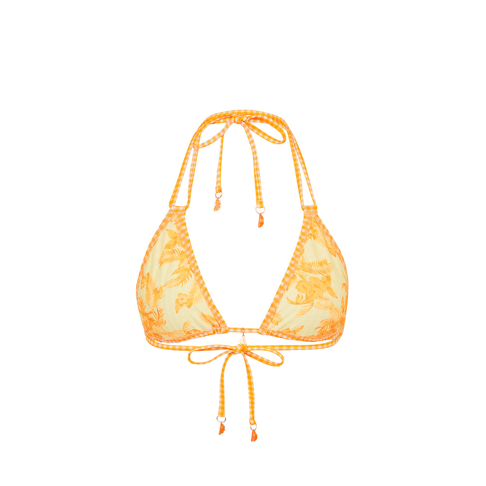 Simple Strap Halter Bikini Top - Orange Cream