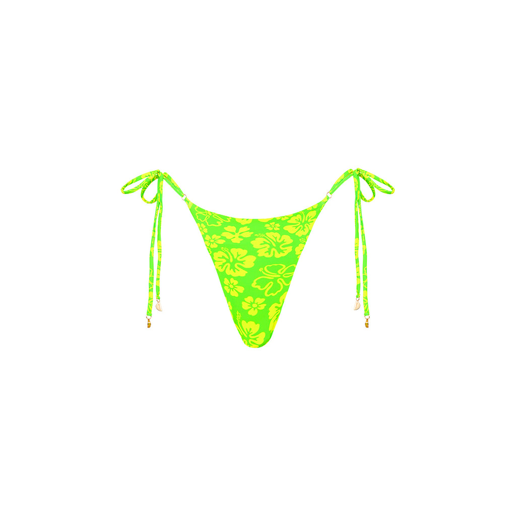 Thong Tie Side Bikini Bottom - Aloha Lime