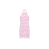 Chevron Knit Halter Mini Dress - Cotton Candy