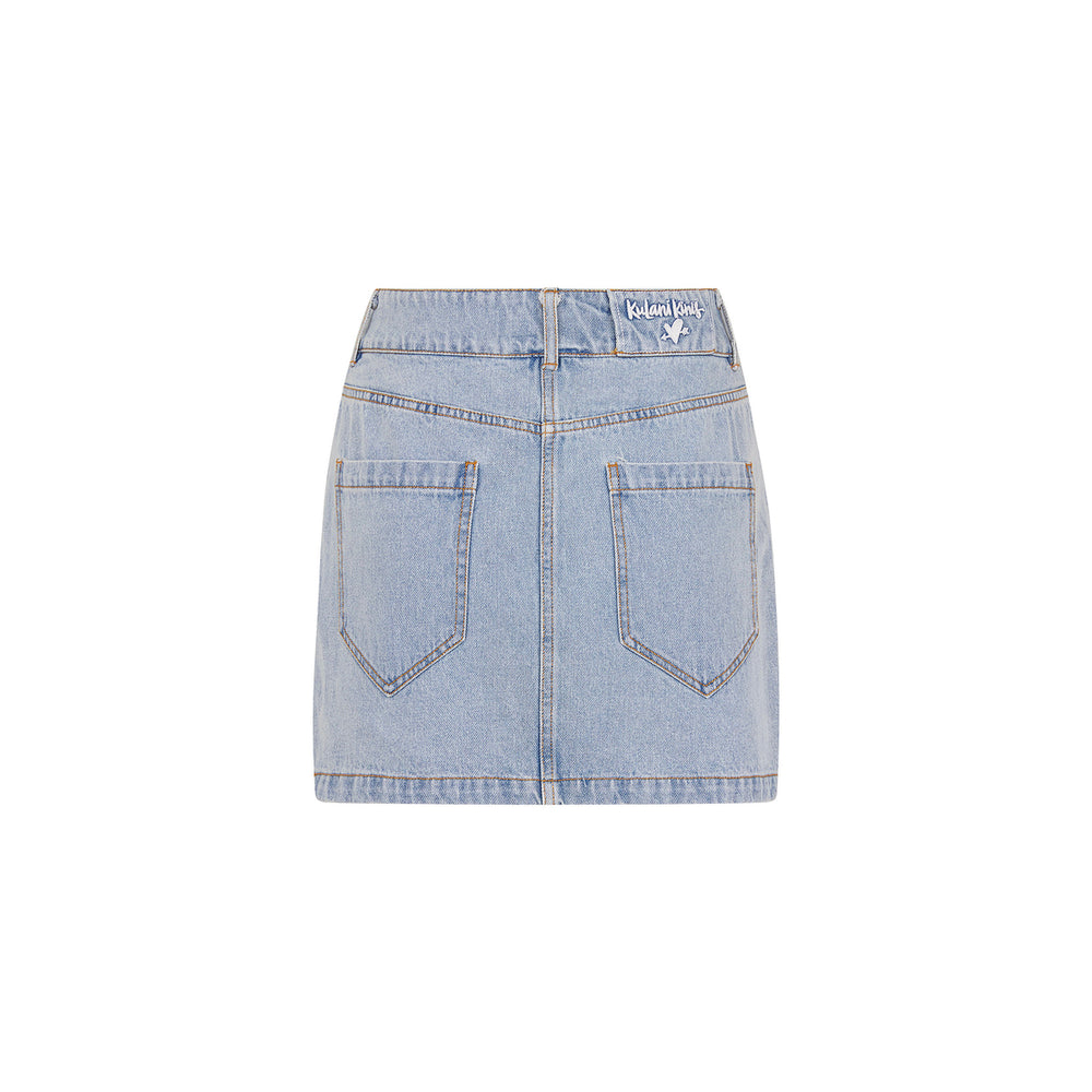 Applique Jean Mini Skirt - Starlit Denim