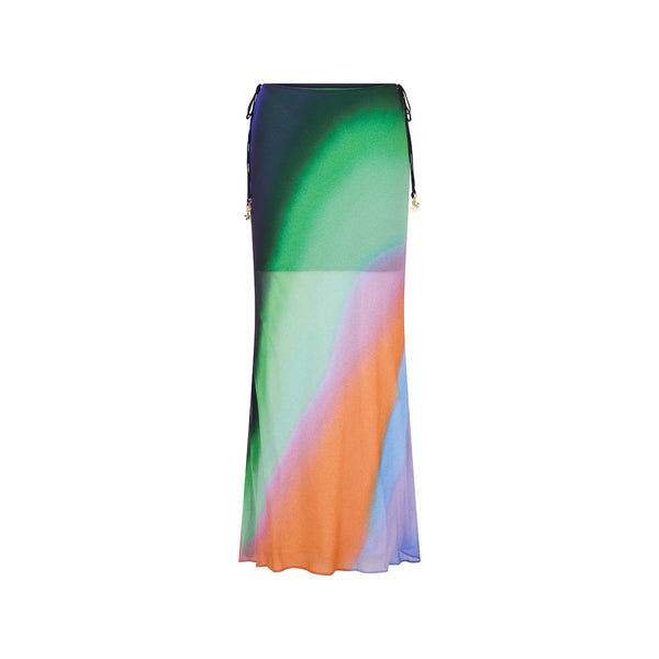 Chiffon Tie Side Maxi Skirt - Spellbound Swirl –Kulani Kinis