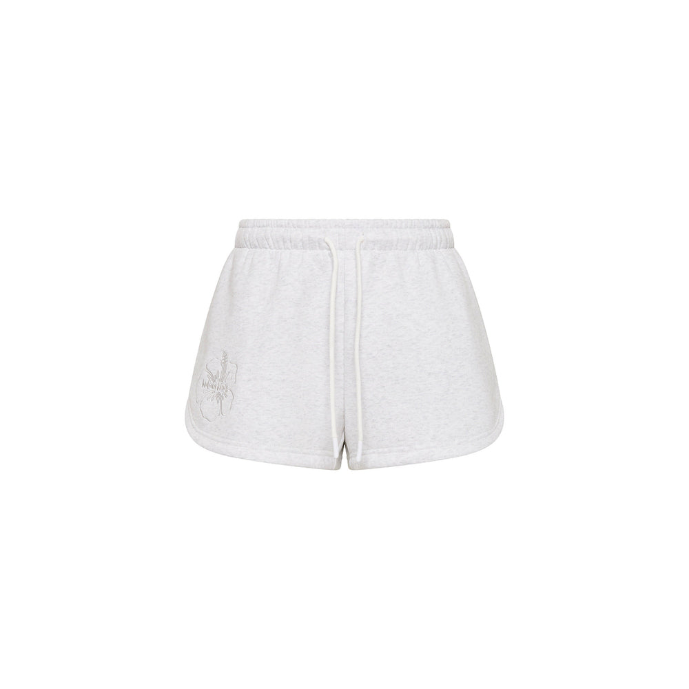 Embroidered Track Shorts - Silver Stone