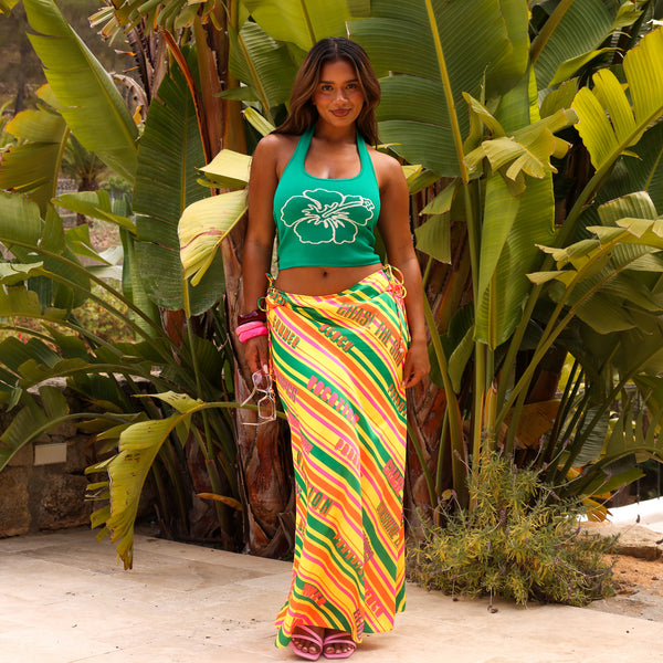 Satin Tie Side Maxi Skirt - Sunshine Lover –Kulani Kinis