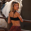 Simple Shirred Tie Crop - Natural Black