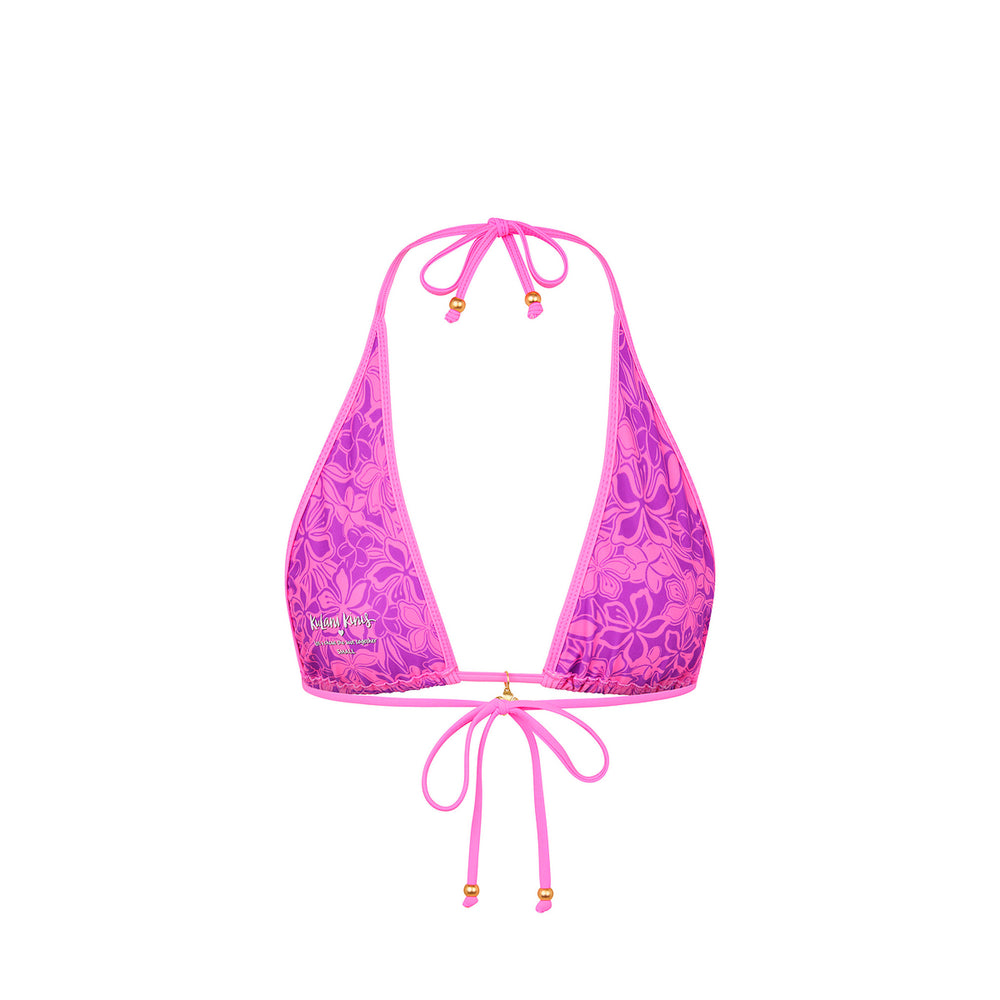 Bind Triangle Halter Bikini Top - Bubble Berry
