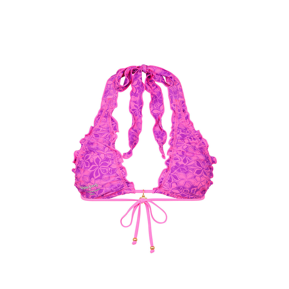 Lettuce Edge Halter Bikini Top - Bubble Berry