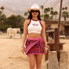 Tie Wrap Mini Skirt - Whiskey Waves