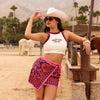 Tie Wrap Mini Skirt - Whiskey Waves