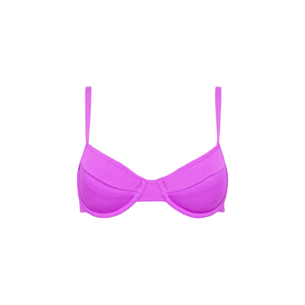 Ditzy Underwire Bra Bikini Top - Electric Violet Ribbed –Kulani Kinis