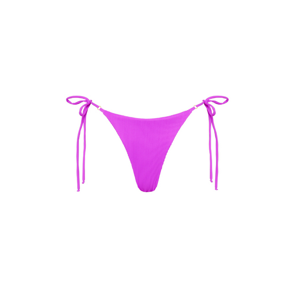 Thong Tie Side Bikini Bottom - Electric Violet Ribbed –Kulani Kinis