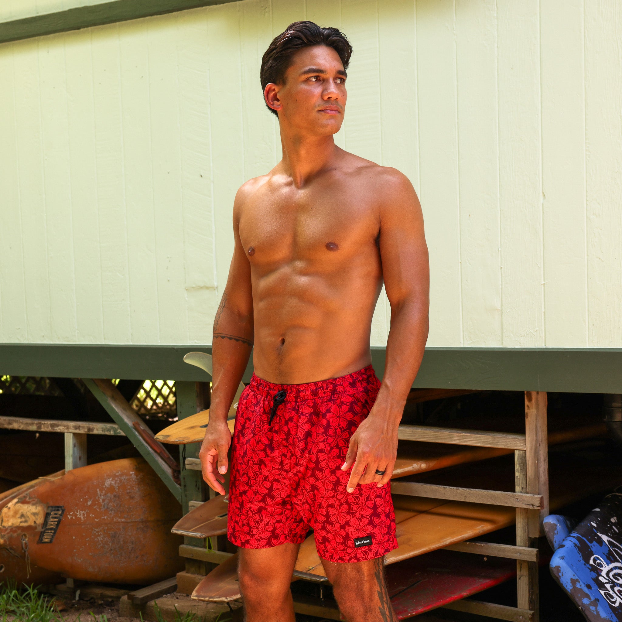 Nala ナラ Romantic swim pants S ロマンティックパンツ Men's Swim Trunks - Sassy Sangria –Kulani Kinis