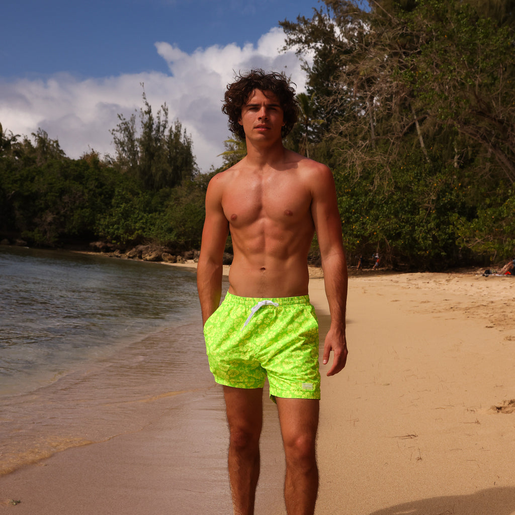 Men's Swim Trunks - Aloha Lime