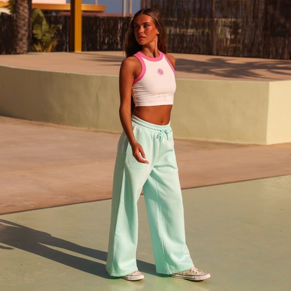 Embroidered Track Pants - Jelly Mint