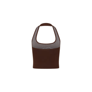Knit Halter Tank Top - Espresso Bloom