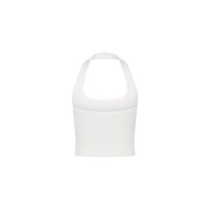 Knit Halter Tank Top - White