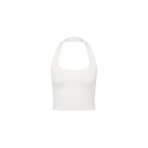 Knit Halter Tank Top - White