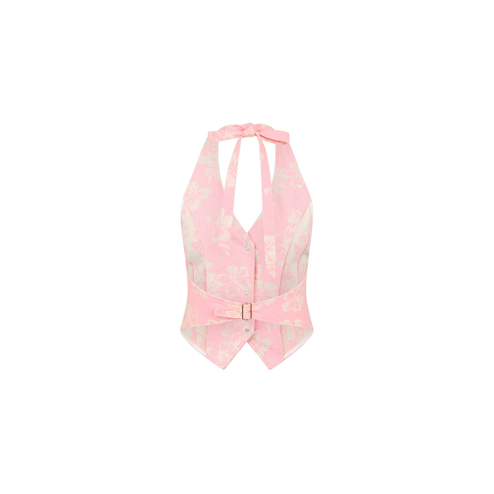 Halter Open Back Vest - Pixie Denim